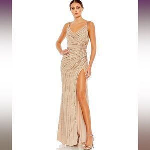NWT Mac Duggal 10932 Surplice Front High Slit Dress Size 4 ✨